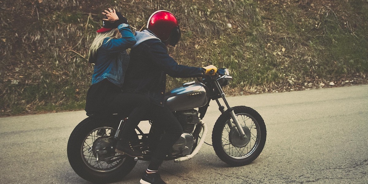 Couple on motorcycle