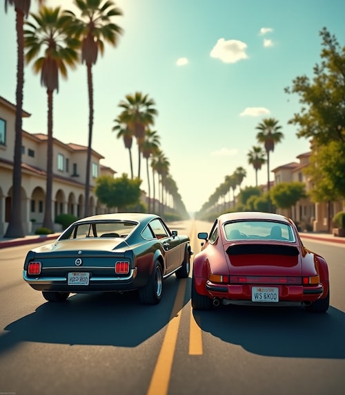 Cars driving on street