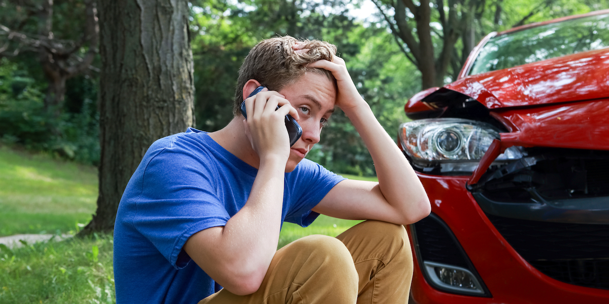 Teenager calling for help after getting into an accident